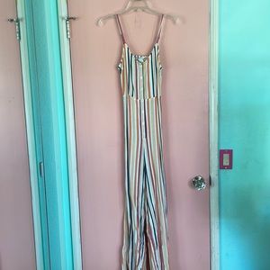 Forever 21 striped back cut out jumpsuit